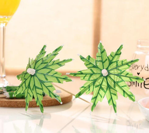 50 Pcs Cocktail Drink Green Tropical Coconut Palm Tree Paper Umbrellas Picks - Cocktail Parasols Cupcake Picks for Hawaiian Party and Pool Party T...