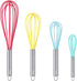 HOTEC 4 Pieces Silcone Whisks Set, Wire Balloon Whisks for cooking Egg Beater, Non-slip Handle Whisk for Non-stick Cookware Perfect for Cooking, S...