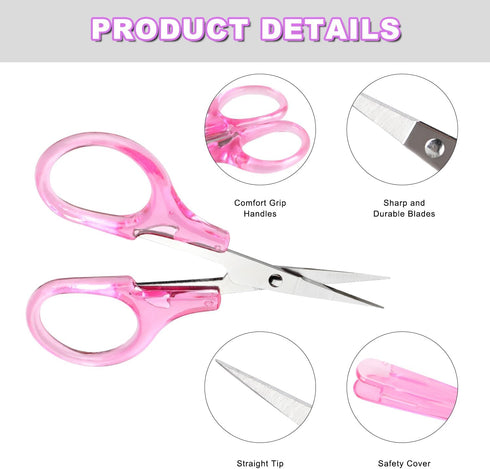4 Pcs Small Scissors All Purpose,Stainless Steel Scissors Set with Protective Cover,Mini Detail Craft Scissors for Paper Cutting,Sewing,Scrapbooki...