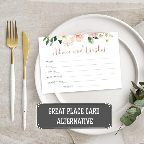 Set of 50 Advice and Wishes Cards - Double Sided Floral Cards, Perfect for the Bride and Groom, Baby Shower, Bridal Shower, Wedding Shower, Gradua...