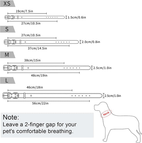 Leather Dog Collar for Small Medium Large Dog Adjustable Waterproof Dog Collars with Alloy Buckle Heavy Duty for Puppy kitten...