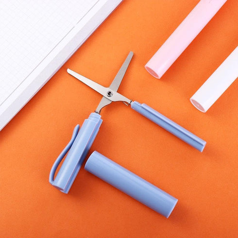 Pink Pen Shape Folding Scissor, Multifunctional Handwork Art Scissor Stationary DIY Safe Folding Scissor 2-in-1 Pen Style Scissor, Cutting Tools...