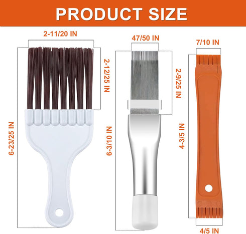 Cenipar 4PCS Air Conditioner Condenser Fin Comb Set Include FCR6 Fin Comb,Metal Radiator Fin Comb and 2 Pack Condenser Fin Comb Brush HVAC Fin Com...