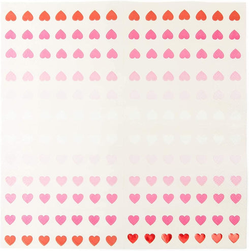 Sparkle and Bash 100-Pack Valentine’s Day Heart Napkins - 5 x 5-Inch Folded Pink Paper - 3-Ply Soft Absorbent - Decorative Party Supplies for Home...