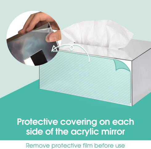 JackCubeDesign Overall Acrylic Mirror Rectangle Tissue Box Holder Case Storage Case Stand Box Napkin Holder Organizer (9.53 x 5.63 x 4.33 inches) ...