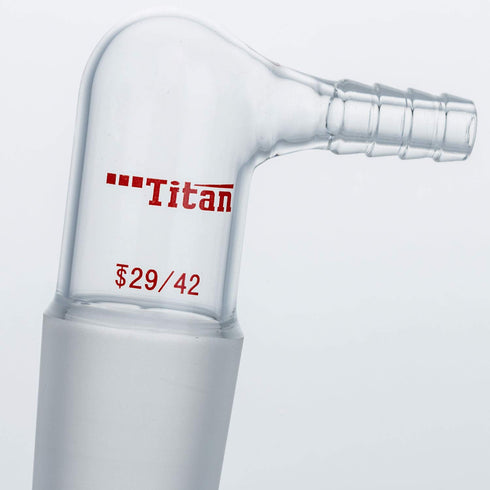 Glass 90 Degree Vacuum/Gas Adapter, Borosilicate Glass Bent Inlet Adapter with 29/42 Inner Joint and Hose for Laboratory Lab Supply...