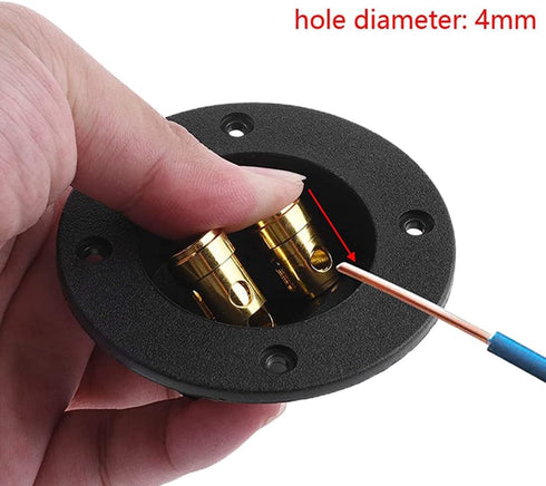 1 Pair 3-Inch Double Binding Round Gold Plate Push Spring Loaded Jacks Speaker Box Terminal Cup...