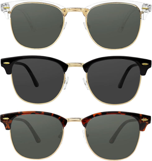 Yogo Vision Polarized Sunglasses for Women Men Semi Rimless Retro Classic Trendy Sunglasses 100% UV Protection (3Pack)...