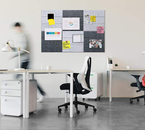 Large 11.8"x11.8" Felt Board Tiles for Wall with 30 Push Pins, Pack of 6 Pin Board Notice Boards for Home Office Kitchen, Bulletin Board Wall Tile...