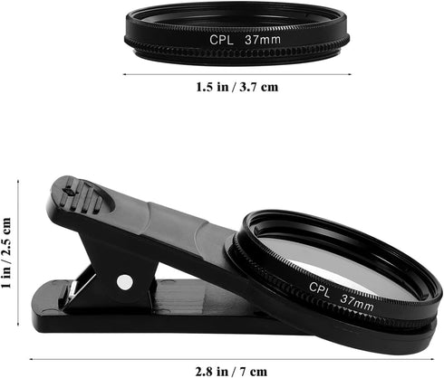 37mm Cell Phone Lens CPL Filter- Universal Phone Camera Lens Clip On CPL Filter Lens Circular CPL Polarizer Filter Compatible with/Smartphones, wi...