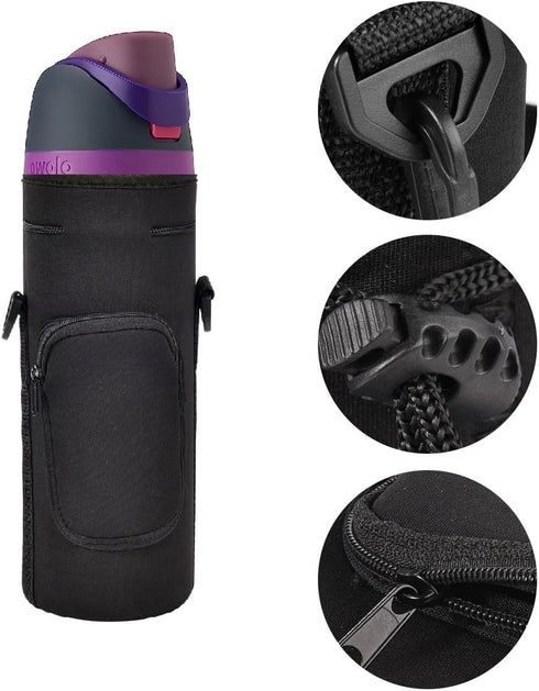 Neoprene Carrier Water Bottle Insulation Sleeve,Waterproof, Anti-Slip, Anti-Scratch Pouch with Shoulder Strap, fit for Owala Insulated Stainless S...