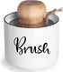 Ceramic Dish Brush Holder, Farmhouse Scrub Brush Holder Dishwashing Brush Stand, Soap Dispensing Kitchen Brushes Holder, Easy to Clean, 8 oz (Whit...