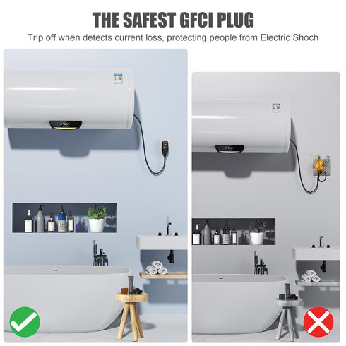 GFCI Plug Replacement Auto Reset 15 Amp 3 Prongs, Waterproof, Ground Fault Circuit Interrupter Safety Plug for Air Conditioner, Hot Tub,Ovens,Pump...