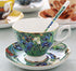 YBK Tech Bone China Cup and Saucer Set, 7oz Tea Cup - Design Inspired by Van Gogh's Paintings (Iris flower)...