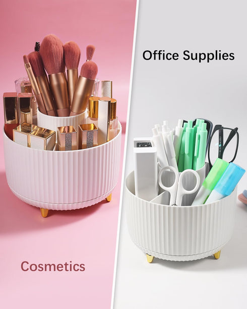 Makeup Brush Holder Organizer, 360° Rotating Makeup Brush Organizer, 5 Slot Make up Brushes Cup for Cosmetics, Nail Polish, Art, Office Supply, Ba...