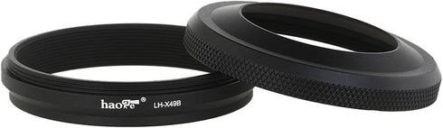 Haoge LH-X49B 2in1 All Metal Ultra-thin Lens Hood with Adapter Ring Set for Fuji Fujifilm FinePix X70 X100 X100S X100T X100F Camera Black Replaces...