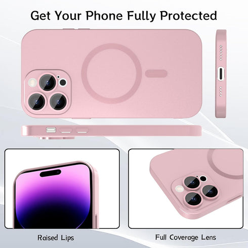 Magnetic Case for iPhone 15 Pro Max Phone Case for Women, Matte Luxury Soft Metallic Luster Design with Camera Lens Protector, Compatible with Mag...