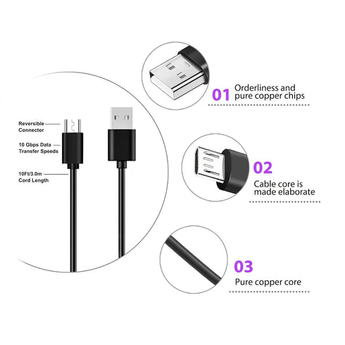 10ft Charger Cord Compatible for Fujifilm INSTAX Share SP-2 SP-3 Mini Link, Instax Mini Link 2, Polaroid Zip, HP Sprocket, Polaroid Mint, Kodak Mi...
