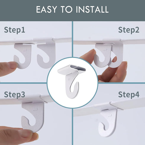 25 Pair Suspended Aluminum Drop Ceiling Hooks, Metal T-Bar Track Clip, White Heavy Duty Ceiling Hooks, Drop Ceiling Clips Hanger Kit for Home Clas...