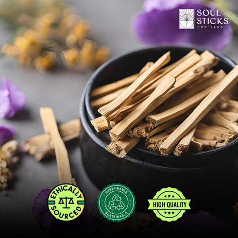 Ancient VEDA Peruvian Palo Santo Sticks 12 Pack with Smudge Guide – High Resin Content, Sweet Scent Holy Wood for Smudging, Meditation, Energy Cle...
