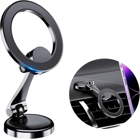 PROfezzion Magnetic Car Phone Mount, 2 x 180 Folding & Double 360 Rotating, Designed for iPhone 15/14/13/12 Series, 2023 Upgraded Super Magnets, 3...