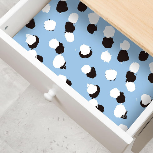Spot Blue Wallpaper Peel and Stick Black and White Polka Dot Skyblue DIY Contact Paper for Cabinets Nursery Kids Bedroom Vinyl Roll Removable Self...
