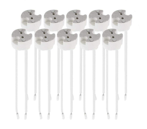 10 Pack Bioluz LED MR16 Socket, GU5.3 Socket, LED Halogen Lamp Ceramic Wire Connector Base Socket Adapter MR16 MR11 G4 GU5.3 Socket (Pack of 10)...