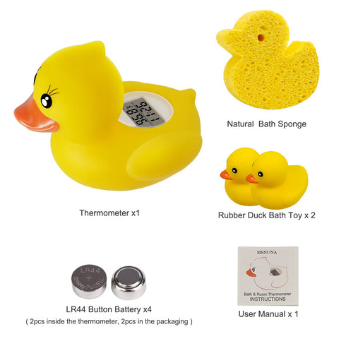 Baby Bath Thermometer (Sponge Upgraded Set),The Infant Baby Bath Floating Toy Safety Temperature Duck Thermometer...