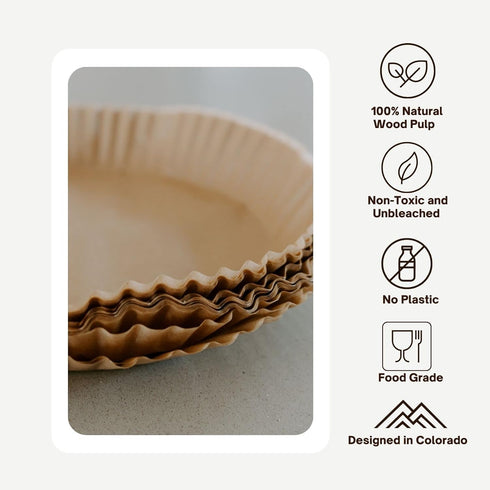 Parchment Paper for Pie Weights and Pans, Plastic Free Packaging, Pre Formed fit 8,9,10 Inch Dish, Natural Unbleached Food Grade Non-Stick Liners,...