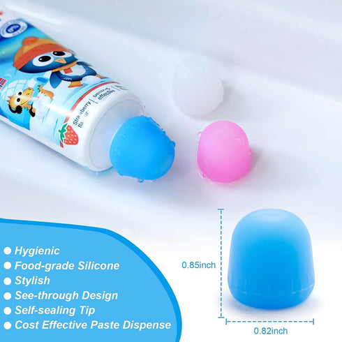 6 Pack Silcone Toothpaste Cap, Tnvee Reusable Self Closing Toothpaste Squeezer Dispenser with Organizer Box for Kids and Adults in Bathroom, Hygie...