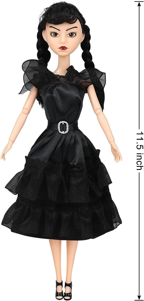 11.5 Inch Girls Dolls, Black Dolls, Black Dress, Halloween Christmas Dolls, Birthday for Girls Fans Kids...