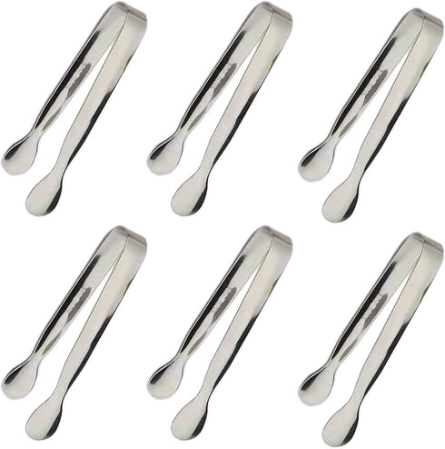 6PCS Ice Tongs Mini Sugar Tongs 4.25Inch Stainless Steel Small Serving Tongs, Small Kitchen Tiny Tongs for Appetizers,Tea Party, Coffee Bar, Desse...