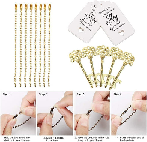 WODEGIFT 20 PCS Key Bottle Openers,Vintage Skeleton Key Bottle Opener,Wedding Favors Bottle Opener with 20Pcs Tag Cards and 20Pcs Key Chains(Gold?...