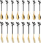 AnSaw 8-Pieces Small Coffee Spoons and 8-Pieces Desserts Forks, 4.7-inch Stainless Steel With Leaf Handle (Black & Gold)...