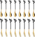 AnSaw 8-Pieces Small Coffee Spoons and 8-Pieces Desserts Forks, 4.7-inch Stainless Steel With Leaf Handle (Black & Gold)...