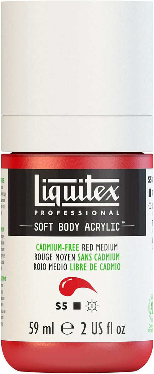 Liquitex Professional Soft Body Acrylic Paint, 59ml (2-oz) Bottle, Cadmium-Free Red Medium...