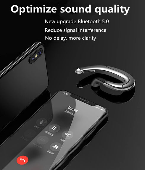 Wireless Bluetooth Headphone, Painless Wearing Headset with Mic for Cell Phone, Non Ear Plug Non Bone Conduction Ear Hook Earbuds, Lightweight, Wa...
