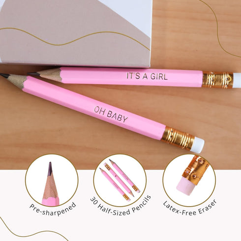 Markt Mini Pink Pencils with Erasers, Baby Shower Games Prizes for girl, Small Baby Shower Pencils, Baby Shower Favors, Presharpened Bulk Pencils ...