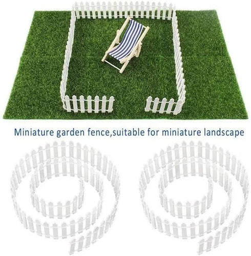 White Miniature Garden Fence Wooden Picket Fence Border Bonsai Fairy Garden Decoration Ornament Decorative Fences...