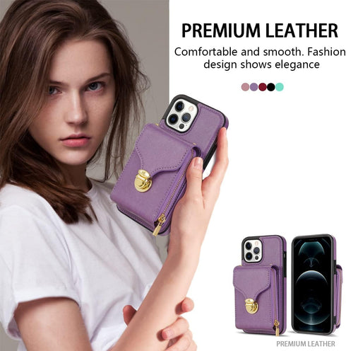 Compatible with iPhone 14 Pro Max 6.7 inch Wallet Case Crossbody Strap Leather Zipper Credit Card Holder Clasp Stand Cell Phone Cover for iPhone14...