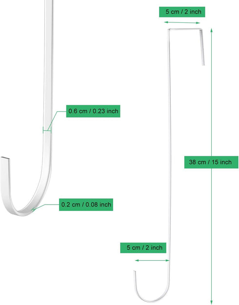 Hotop 15 Inch Wreath Hangers for Front Door Wreath Doors Hangers Steel Material Clothes Towel Hooks Holder Over The Door Hanger Hooks for Christma...