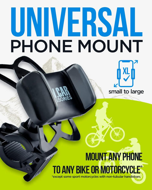 Bike & Motorcycle Phone Mount - for iPhone 14 Pro (13, 12, SE, Plus/Max), Galaxy s22 or Any Cell Phone - Universal Handlebar Holder for ATV, Bicyc...