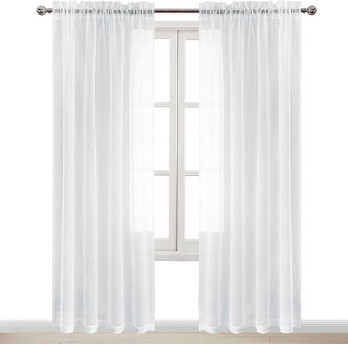 DWCN Living Room Sheer Curtains 95 inch Length 2 Panels Set, White Rod Pocket Lightweight Airy & Elegant Window Treatments, Casual Voile Sheer Dra...