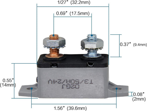 6-28V 50A Circuit Breaker Manual Reset for Automotive RV Marine Boat with Protective Red Belt Cover 50 Amp...