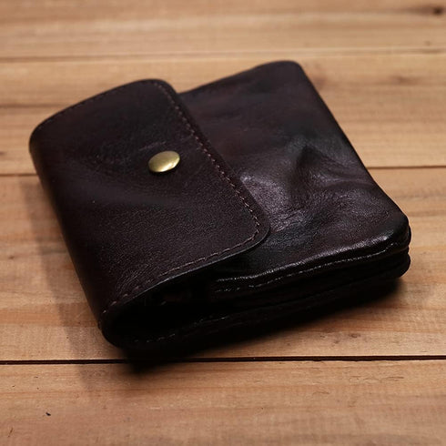 1 Pcs Leather Zipper Coin Purse Wallet With Card Slots,Snap Leather Coin Pouch, Coin Organizer, Change Holder,Card Case, Leather Zipper Storage Ba...
