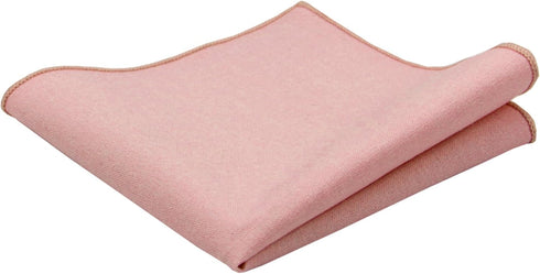 Mens Solid Linen Tie Set : Slim Necktie with Matching Pocket Square (Pink)...