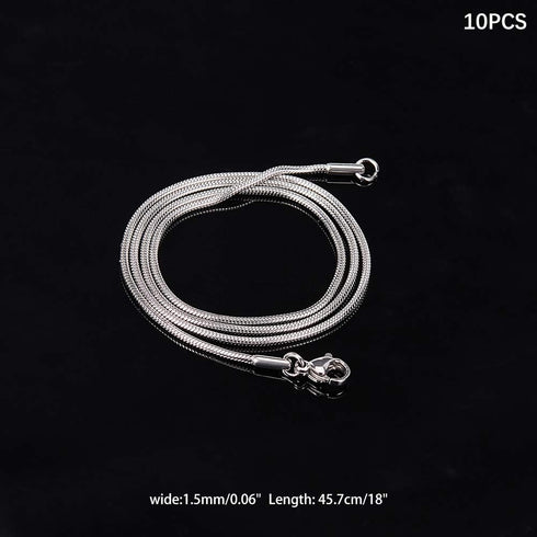 arricraft 10PCS 18 Inches Stainless Steel Chains with Lobster Claw Clasps 1.5mm Snake Chains for Necklace DIY Jewelry Making-Stainless Steel Color...