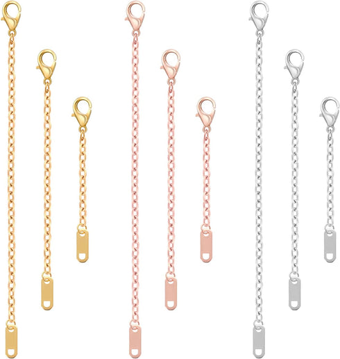 9 Pcs Necklace Extender, Chain Extenders for Necklaces, Delicate Stainless Steel Jewelry Chain Extenders for Bracelet Anklet Necklace (Gold/Silver...