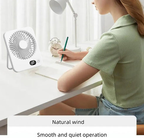 Desk Fan 5 Speeds/180° Adjustable/Wall Hang/Rechargeable Mini Fan?USB Fan Silent Powerful?Wireless Bedside Fan?Portable Fan for Bedroom,Office,Lib...