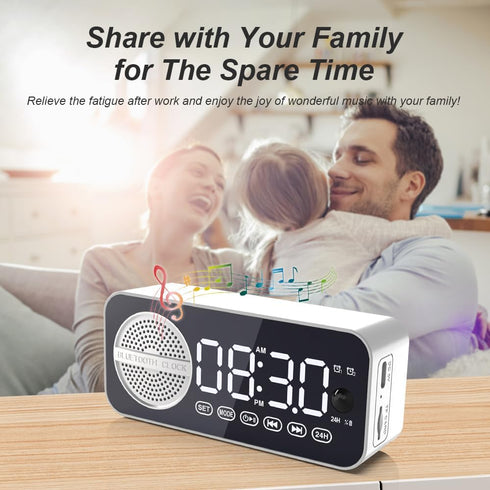 Digital LED Alarm Clock with Wireless Speaker, Dual Alarm Clocks for Bedroom/Heavy Sleepers/Adult/Teens, Bluetooth Speaker Support TF Card Playbac...